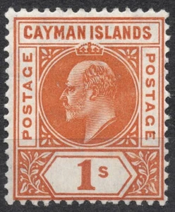 Sg12 Mi:#12 1905 1 chelín ISLAS CAIMÁN Rey Eduardo VII, LH - Imagen 1 de 2