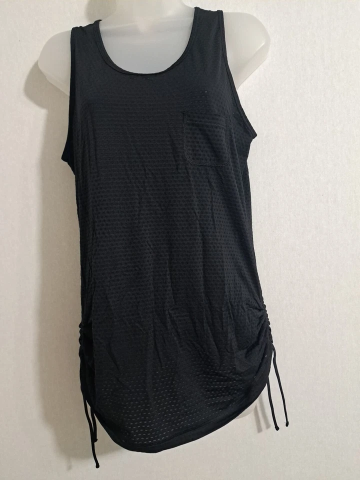 Camiseta sin mangas Lucy mujer talla M ropa deportiva entrenamiento negro lado acanalado top = Foto 1 de 4