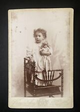 Antique Little Girl & Blonde Doll Cabinet Card Photo Kenyon & Son New London CT