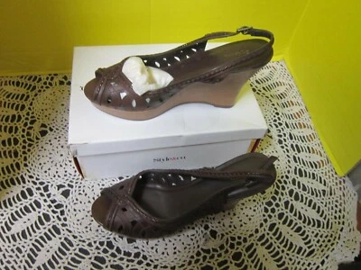 Style & Co Fiona Women's Peep Toe Slingback Wedge Shoes Brown Size 8.5M  - Image 1 of 4