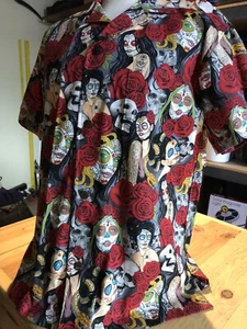 "Nocturna”, LG, Man's Tropical Shirt, Something Fishy Shirts, Handmade - Picture 1 of 4