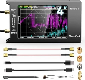 SEESII NanoVNA-H4 Vector Network Antenna Analyzer 4INCH 10KHz-1.5GHz HF VHF UHF - Picture 1 of 15