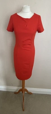 FAB Austin Reed оранжевый красный шерсти смесь коротким рукавом Shift платье размер 8 VGC собранными в Рюш - Изображение 1 из 4