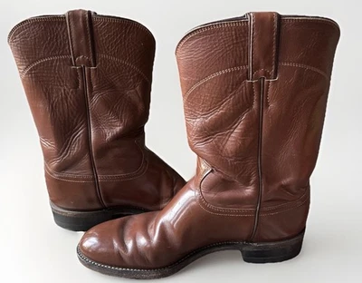 Justin Botas de Cuero Marrón Western Roper Vaquero Hombre’s 8D Pull On 3802 Clásicas Foto 1 de 4