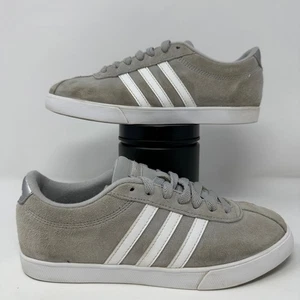 Adidas Courtset Women's Size 6 Skate Suede Gray White Stripe Sneakers - Picture 1 of 8