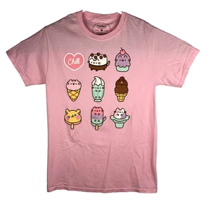 Women's Pusheen the Cat T-Shirt Medium Pink Ice Cream Desserts 2002 - Picture 1 of 5