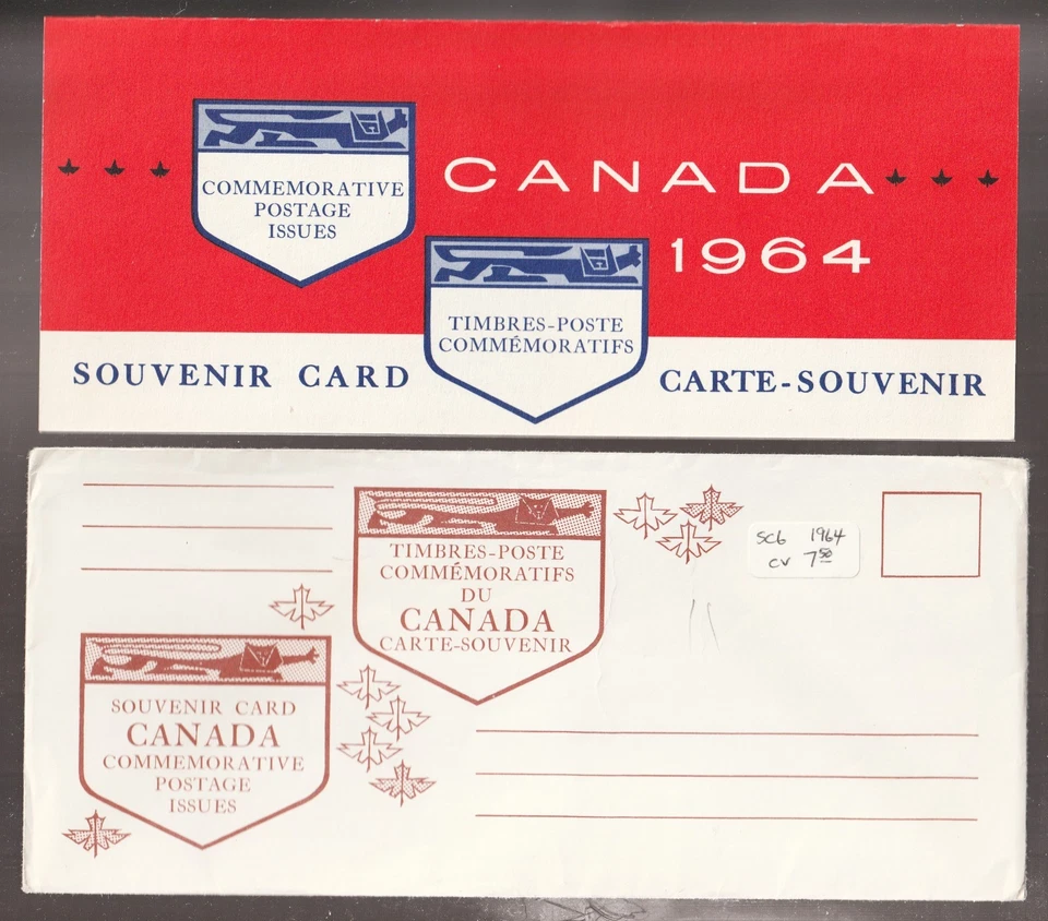 1964 Canada Post Uni# SC6 Souvenir Card with envelope, 9 stamps. MNH Cv$7.50 - Image 1 of 1