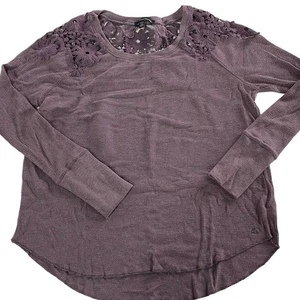 American Eagle Top Women X Small Purple Waffle Knit Crochet Top Cotton Boho - Picture 1 of 7