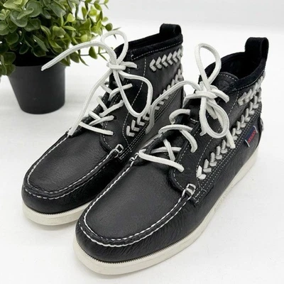 Sebago Dockside MDOT Apache High Top Boat Shoe  Size 6 Black Lace Up Ankle Boot - Image 1 of 4