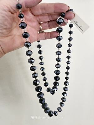 De colección. Collar Kenneth Cole New York Negro Cristal Facetado Cuentas 42" Largo Nuevo con Etiquetas  Foto 1 de 4