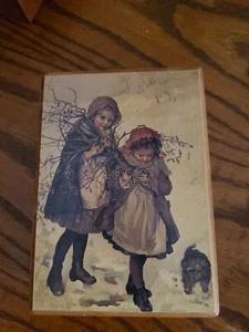 Two sisters in the Winter Snow. Wooden music box. - Picture 1 of 12