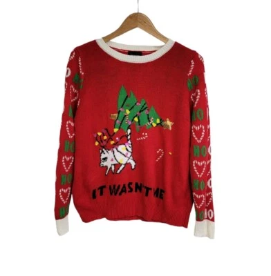 Joe Boxer "It Wasn't Me" Travieso Gatito Gato Feo Navidad Suéter Talla XL  Foto 1 de 4
