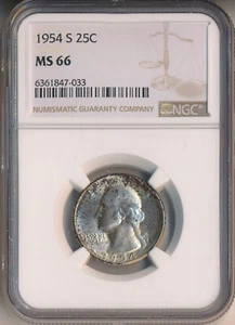 1954-S WASHINGTON SILVER QUARTER **NGC CIRTIFIED MS 66** FREE SHIP!! - Picture 1 of 2