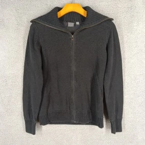 Esprit XL Vtg Black Cotton Zip Up Sweater Cardigan Knit Jacket Casual Cozy - Picture 1 of 9