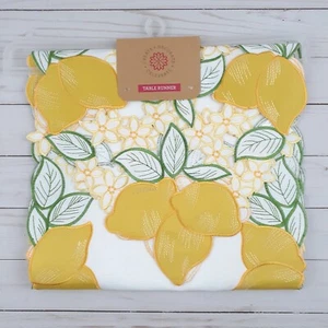 Table Runner Lemon Floral Flowers Embroiderey Applique 13x70 - Picture 1 of 2