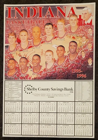 VINTAGE 1995-1996 Indiana University Hoosiers Bob Knight Basketball Team Poster Cover