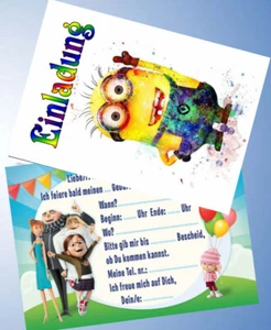 12 Einladungskarten & 12 Umschläge für Geburtstag Minions ( 83 ) - Bild 1 von 4