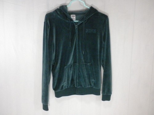 UNDERCOVER Felpa con cappuccio Victoria's Secret M Kelly verde velluto zip intera rosa logo tasche velluto