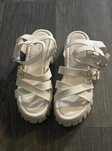 Cuccoo Buckle Decor Ankle Strap Wedge Sandals Size 41 (US 9.5) - Picture 1 of 13