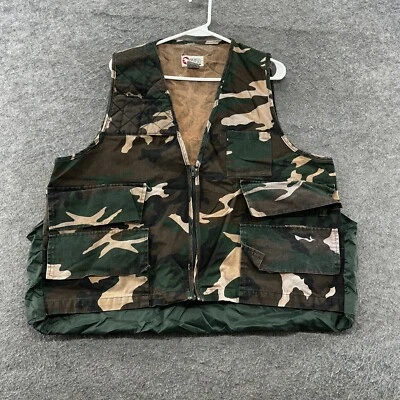 Sports Afield Vest Mens XL Green Camo Full Zip Utility Pocket Hunting Gear - Image 1 of 4
