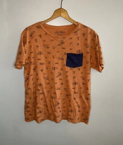 Lucky Brand Large T-Shirt Mens L Orange Beach Palm Tree Theme With Pocket A6 - Picture 1 of 6