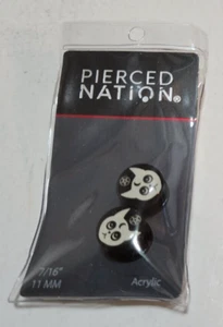 Spencers Pierced Nation Gauges Black White Cat Star Moon Acrylic 7/16" 11MM New - Picture 1 of 3