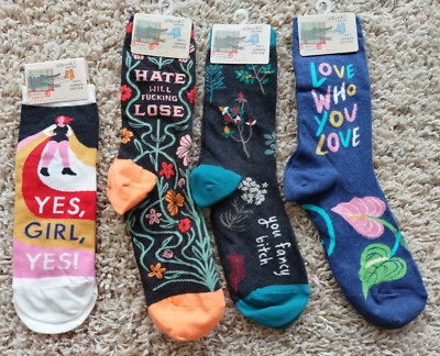Calcetines para mujer Blue Q (lote de 4) Crew & Tobillo Elegante Perra Sí Niña Odio Perder NUEVO Foto 1 de 4