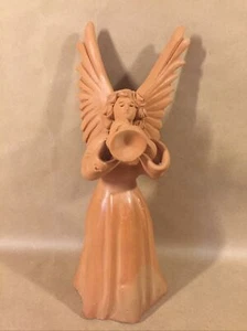 Vintage Guatemala Pottery Folk Art Angel Playing Horn Candle Holder 10.25” - Picture 1 of 12