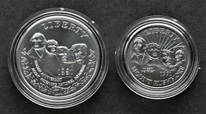 1991 Mount Rushmore Silver Dollar & Clad Half Dollar (BU) - Picture 1 of 5