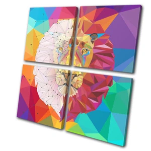 Löwe geometrischer Kopf bunte Tiere MULTI LEINWAND WANDBILD Bild Druck - Bild 1 von 1