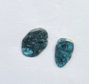 1.18ctw Blue Color Slice Diamond Polki Natural Diamond 2 Pcs - Picture 1 of 12