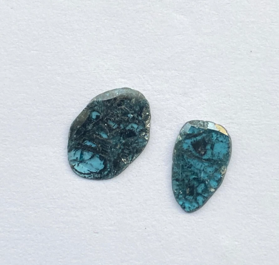 1.18ctw Blue Color Slice Diamond Polki Natural Diamond 2 Pcs - Image 1 of 4