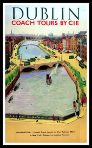 Póster de viaje vintage Dublín Irlanda imán nevera estampado en lona 6x9,5 grande - Imagen 1 de 2