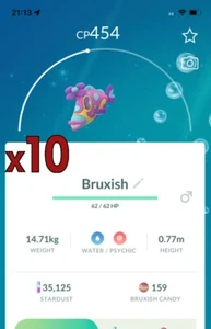 Pokemon TRADE - 10x Bruxish Trades !! Good Chance of Lucky and Good IVs !! - Picture 1 of 1