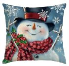 Snowman Whimsical Winter Christmas Linen Throw Pillow Cover Holiday Home Decor