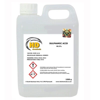 HD CHEMICALS 99.5% 1500g PURE Sulphamic Acid Sulfamic Crystal Descaler / Rust Remover 1.5kilo