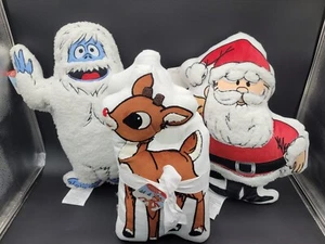 Set of 4 Santa Claus Rudolph the Red Nosed Reindeer Clarice Bumble Pillows - Picture 1 of 8