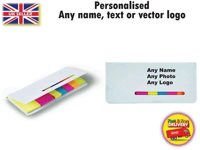 Personalised sticky post it notes rectangle any name logo brand text office nice - Image 1 of 4