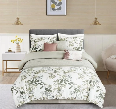 Chezmoi Collection Luxury 7-Piece Floral Embroidered Botanical Comforter Set - Image 1 of 4