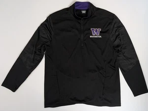Herren Large UW Husky 1/4 Zip Pullover Langarmshirt schwarz mit lila Borte - Bild 1 von 15