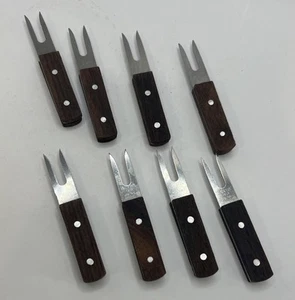 Porta pannocchie di mais manico legno MCM vintage forchette punte acciaio inox Giappone 8 ct - Foto 1 di 4