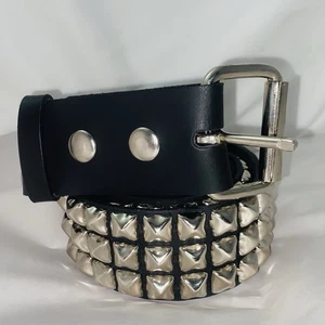 Funk Plus, Small 3 Row Pyramid Studded Belt, Made USA Punk Goth Thrash Metal - Picture 1 of 4