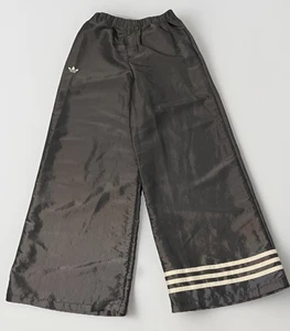 Adidas Hose weites Bein grau Damen kleine Streifen Streetwear Satin Athleisure " - Bild 1 von 8