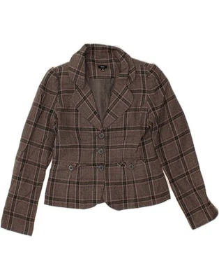 MOSSIMO Womens Crop 3 Button Blazer Jacket UK 10 Small Grey Check Acrylic DS06 - Image 1 of 3