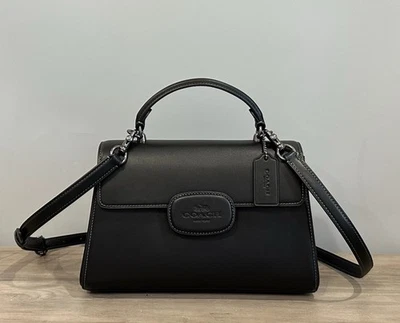 COACH CT852 Eliza Top Handle Bag Refined Leather Shoulder Bag Gunmetal/Black - Image 1 of 4