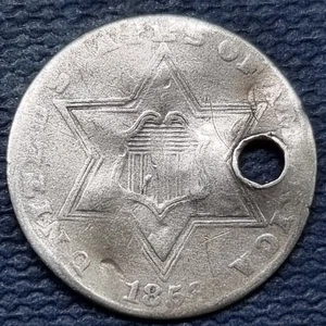 1858 Three Cent Piece 3c Silver Trime Better Grade VF Details #93509 - Picture 1 of 2