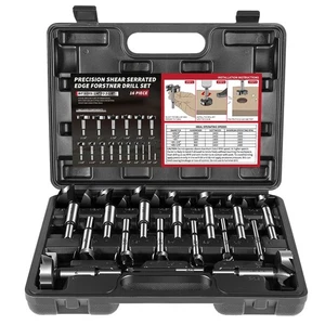 16 Piece PB-100 Forstner Bit Set Steel Wood Drill Bit Diameter 1/4" to 2-1/8" - Picture 1 of 10