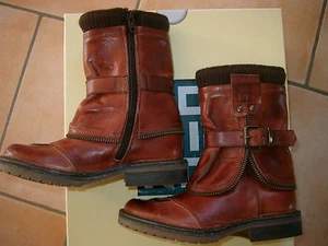 (S66) MOMINO Boys Schuhe Glattleder Boots Leder Stiefel + Schnalle & Logo gr.27 - Bild 1 von 6