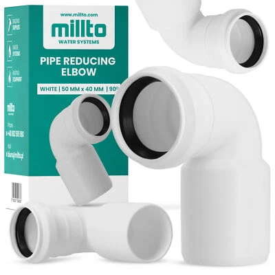 Millto™ Reduzierstück Bogen 50x40 mm 90º Rohrbogen Abfluss Abwasserkanalisation