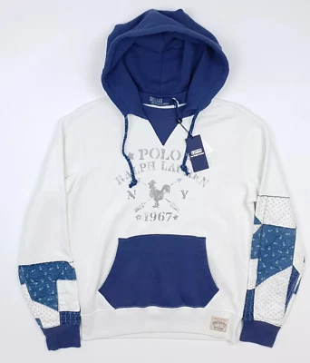 Polo Country Ralph Lauren Patchwork Gallo Afterhood Sudadera con Capucha Blanca Para Hombre Talla S Foto 1 de 4